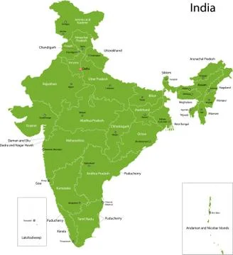 Green India map Stock Illustration