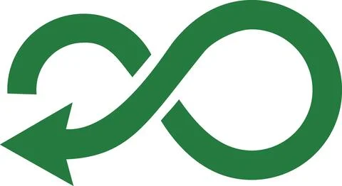 Green infinity loop arrow symbol for repetition Stock Illustration
