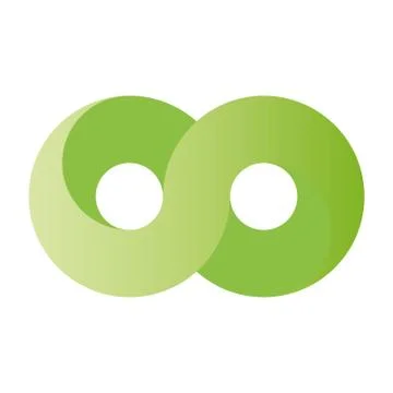 Green infinity symbol icon. 3D-like gradient design effect. Vector illustration Stock Illustration