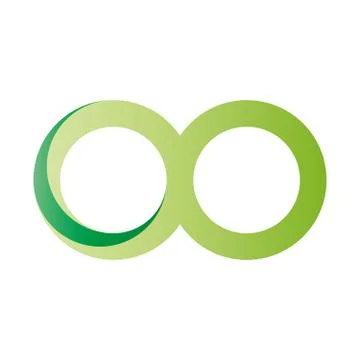 Green infinity symbol icon. 3D-like gradient design effect. Vector illustration Stock Illustration