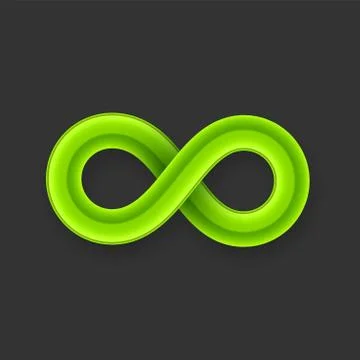 Green infinity symbol icon from glossy wire with shadow Stock Illustration