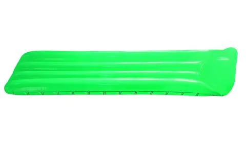 Green inflatable floating pool raft mattress isolated on white. Stock Photos
