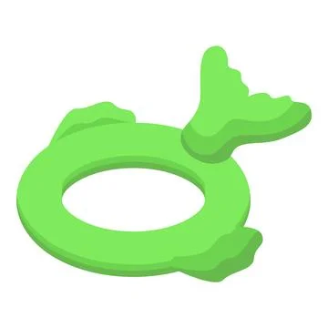 Green inflatable whale shaped float ring for swimming pool Stock Illustration