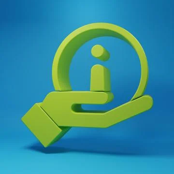 Green Information icon isolated on blue background. Minimalism concept. 3D .. Stock Illustration