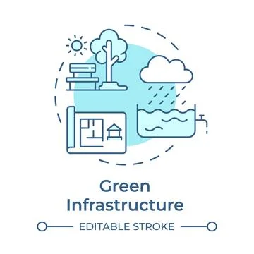 Green Infrastructure soft blue concept icon Stock Illustration