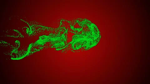 Green ink flow against red background Stock Footage 152168646