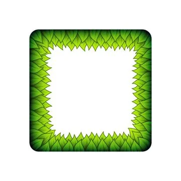 Green inner leaves square frame Stock Illustration