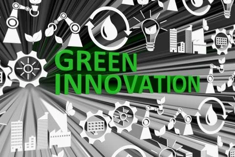 GREEN INNOVATION concept blurred background 3d render illustration Stock Illustration