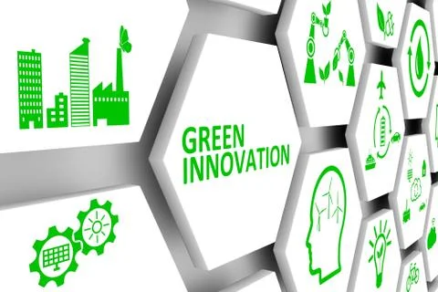 GREEN INNOVATION concept cell background 3d illustration Stock Illustration