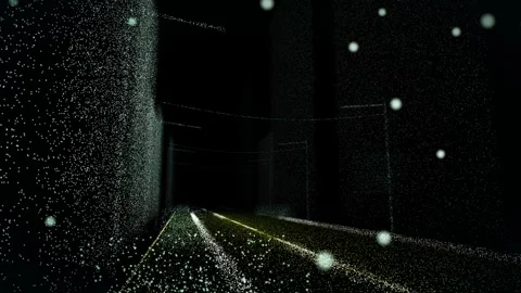 Green intensity street point cloud night drive lidar perception scan loop Stock-Footage 344778615