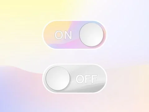 Green interface icon On and Off Toggle switch holographic art button Stock Illustration