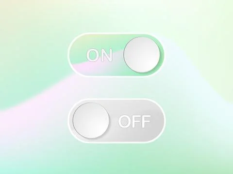 Green interface icon On and Off Toggle switch holographic art button Stock Illustration