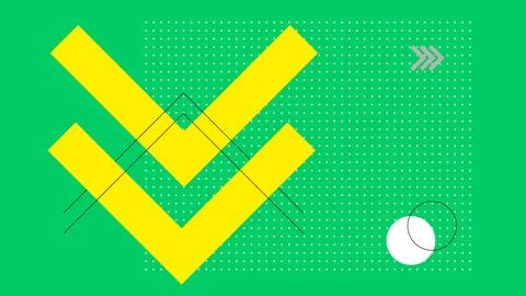 Green interface with yellow chevrons background Stock Illustration