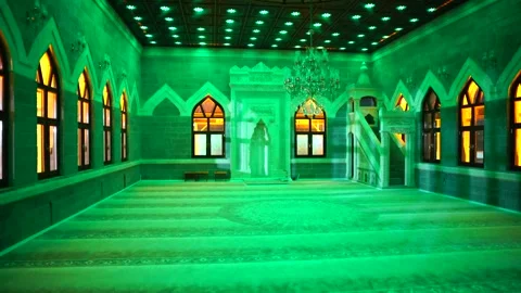 Green interior of a mosque Stock Footage 241705436