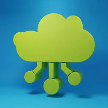 Green Internet of things icon isolated on blue background. Cloud computing .. Illustrazione stock