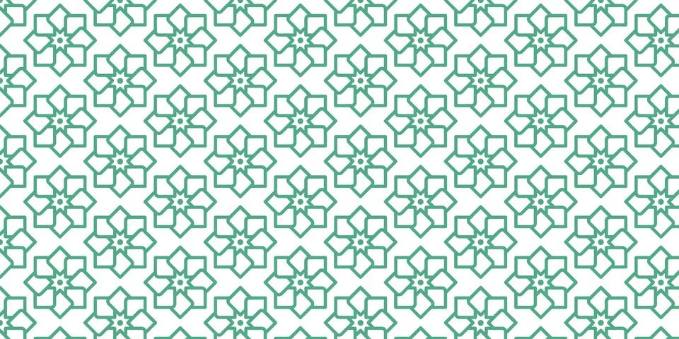 Green Islamic Geometric Pattern Background with Repeating Star Stock Illustration