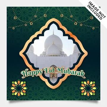 Green Islamic Square Banner Template Design for Social Media Post Stock Illustration