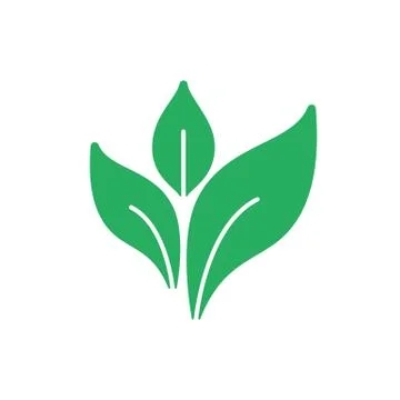 Green isolated icon of leaf on white background. Silhouette of plant. Flat de Stock Illustration