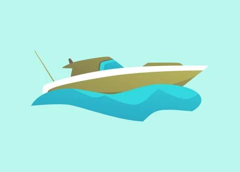 Speedboat in cartoon style on white background 7190521 Vector Art