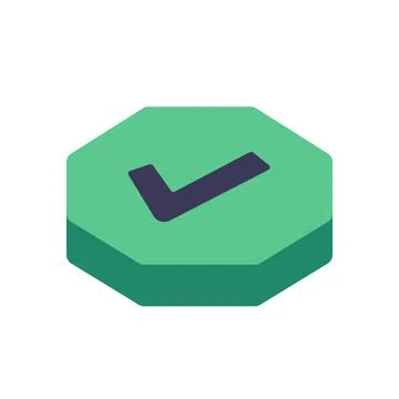 Green Isometric Check Mark Button Icon Representing Success And Completion Stock Illustration