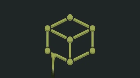 Green Isometric cube icon isolated on black background. Geometric cubes solid Stockbeeldmateriaal 235589042