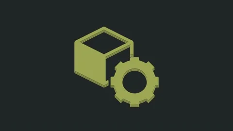 Green Isometric cube icon isolated on black background. Geometric cubes solid Stockbeeldmateriaal 235589059