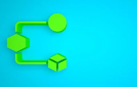 Green Isometric cube icon isolated on blue background. Geometric cubes solid Stock Illustration