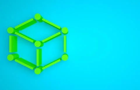 Green Isometric cube icon isolated on blue background. Geometric cubes solid Stock Illustration