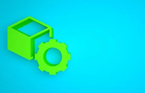 Green Isometric cube icon isolated on blue background. Geometric cubes solid Stock Illustration