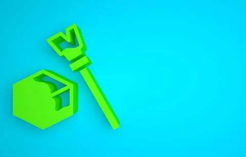 Green Isometric cube icon isolated on blue background. Geometric cubes solid Stock Illustration