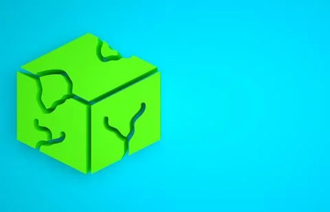 Green Isometric cube icon isolated on blue background. Geometric cubes solid Stock Illustration