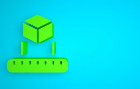 Green Isometric cube icon isolated on blue background. Geometric cubes solid 스톡 일러스트