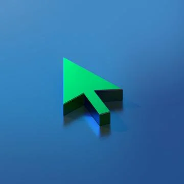 Green isometric cursor icon on blue background Stock Illustration