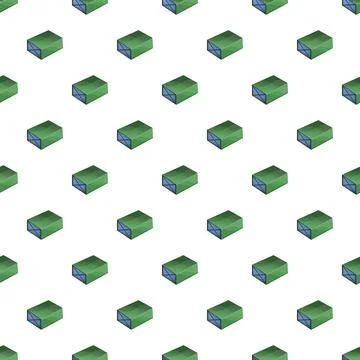Green isometric packages forming seamless pattern background Stock Illustration