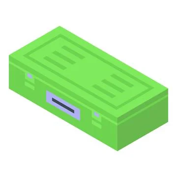 Green isometric toolbox representing construction and repair tools Stock Illustration