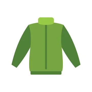 Green jacket with zipper keeping you warm during cold season Stock Illustration