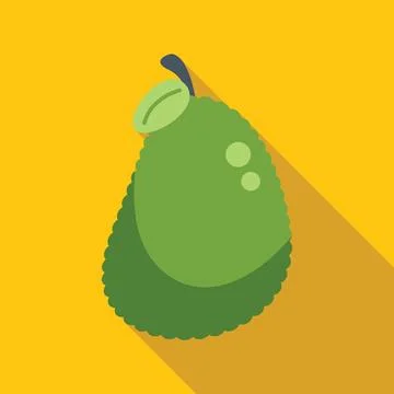 Green jackfruit showing long shadow on yellow background Stock Illustration