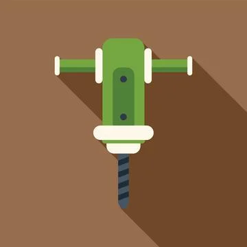 Green jackhammer breaking ground with long shadow Stock Illustration