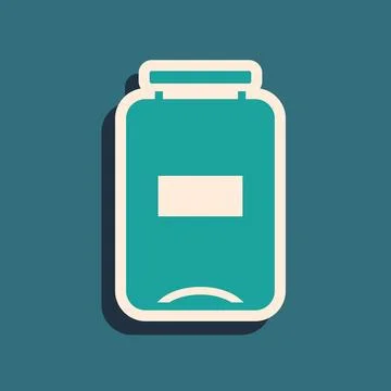 Green Jam jar icon isolated on green background. Long shadow style. Vector Stock Illustration