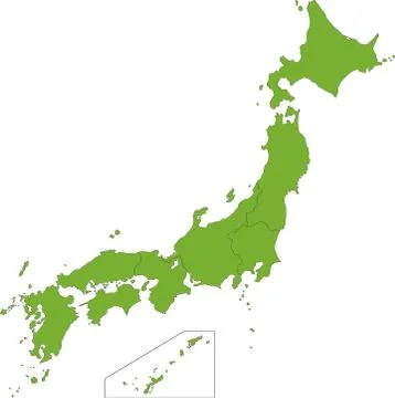 Green Japan map Stock Illustration
