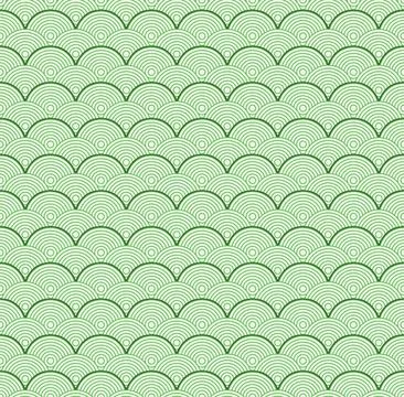 Green Japanese wave seamless pattern background vector-02 Stock Illustration