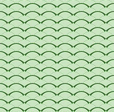Green Japanese wave seamless pattern background vector-05 Stock Illustration