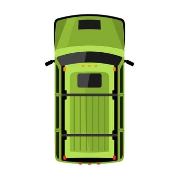 Green jeep top view vector illustration Stock Illustration