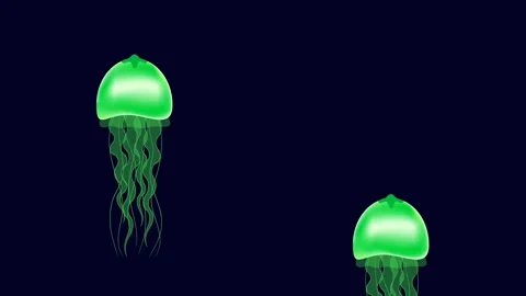 Green jellyfish on a blue and empty background. Stock Footage 150651613