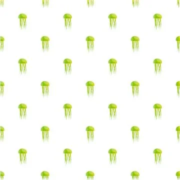 Green jellyfish seamless pattern repeating underwater life イラスト素材