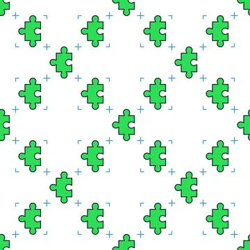 Green Jigsaw Puzzle vector colored minimal seamless pattern Stock Illustration