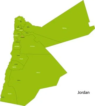 Green Jordan map Stock Illustration