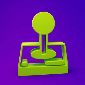 Green Joystick for arcade machine icon isolated on purple-blue background. .. Stock Illustration