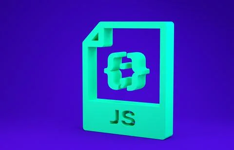 Green JS file document. Download js button icon isolated on blue background.  Stock Illustration