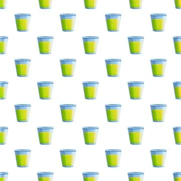 Green juice in glasses creating a refreshing seamless pattern Illustrazione stock